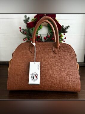 Anna Paola leather & suede satchel handbag NWT